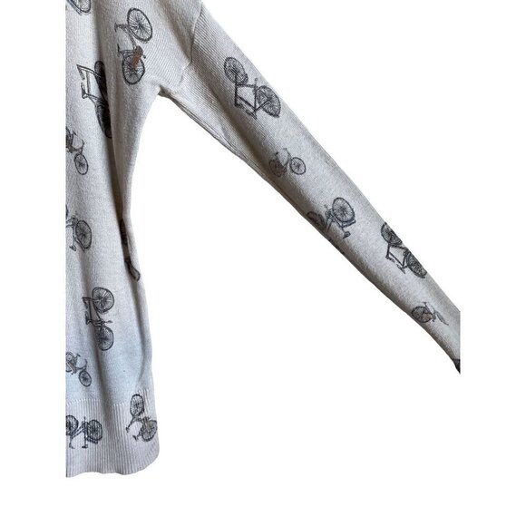 TALLY WEIJL Size Medium Tan Pullover Knit Top Bicycle Print - Picture 2 of 5